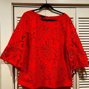 Talbots RSVP Lace blouse, size XL, coral/pink